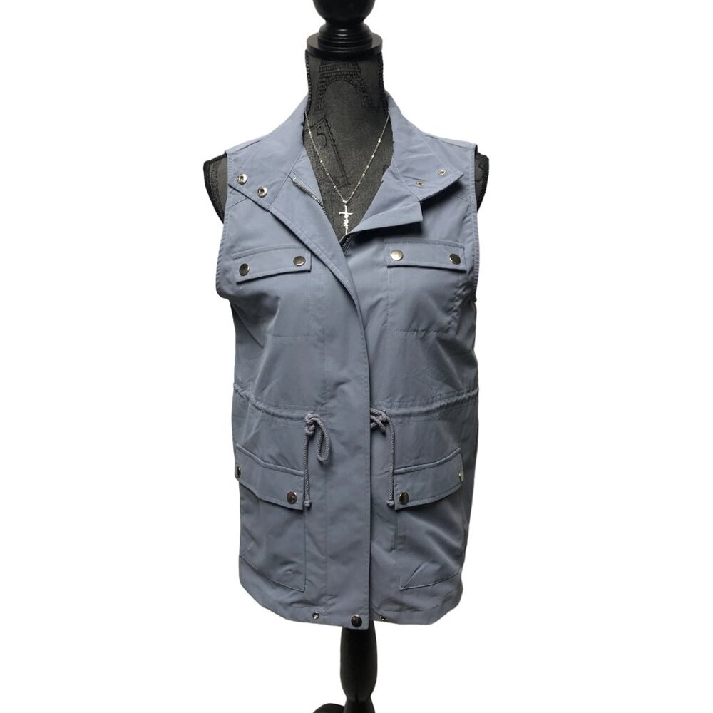 FSL Apparel Utility Vest Womens Size Small Sleeveless Light Blue Military Jacket